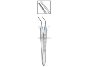 Bonn micro iris forcep serratedwith extra fine shanks 7.5cm Angled