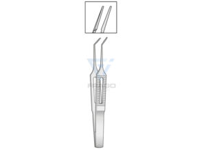 Corneal eye forcep serrated 8.5cm angled