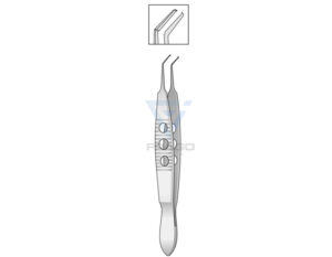 Mc Pherson micro eye forcep 105mm curved 1x2teeth