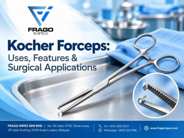 Kocher forceps showing serrated jaws and toothed tip for surgical applications